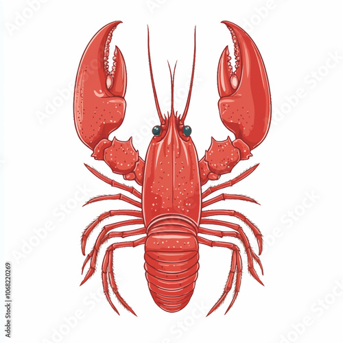 Lobster isolated on white background. Vector illustration of red lobster. 