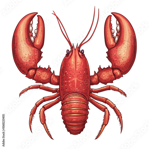 Lobster isolated on white background. Vector illustration of red lobster. 