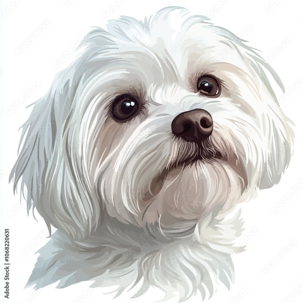 Maltese dog portrait isolated on white background. Vector illustration. Maltese dog portrait isolated on white background. Vector illustration.