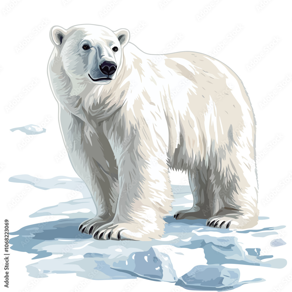 Fototapeta premium Polar bear on the ice. Vector illustration of a polar bear. 