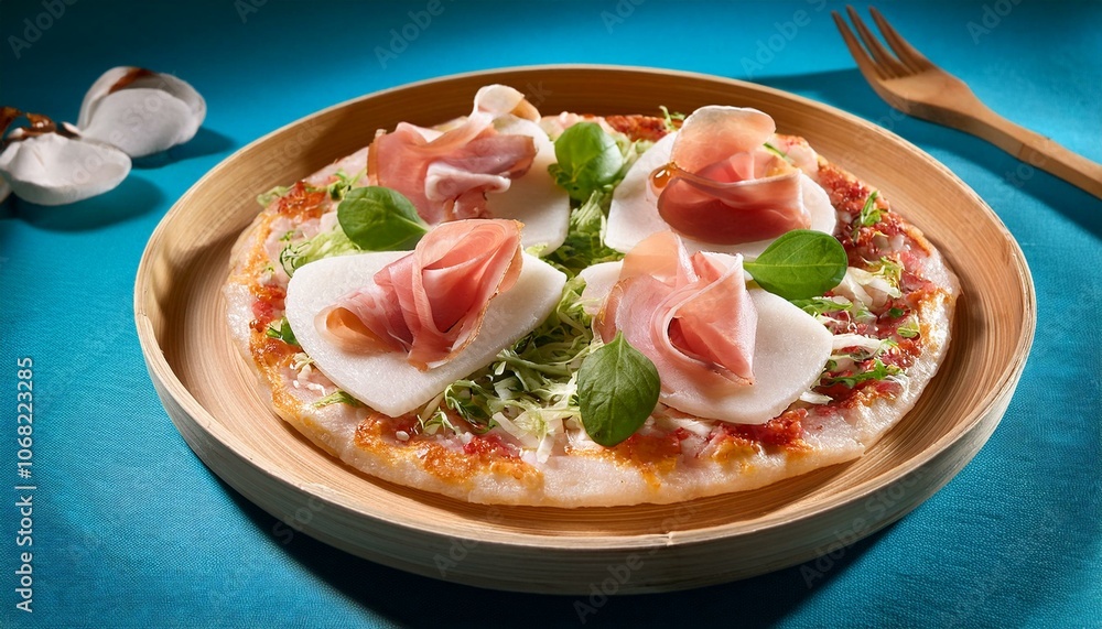 rice paper pizza with ham rice paper pizza with ham