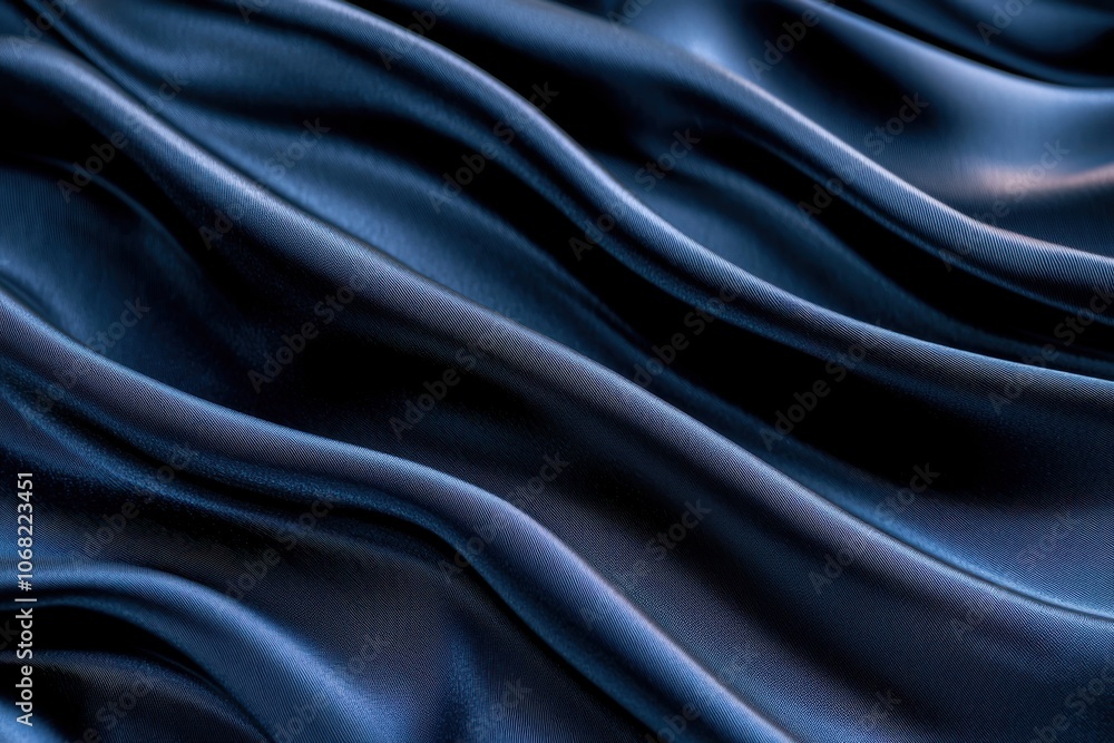 Fototapeta premium A close-up of flowing dark fabric, showcasing smooth waves and textures, ideal for textile design or fashion applications.
