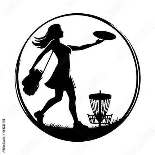 Disc Golf Players Silhouette Vector. Frisbee golf silhouette sign. Disc golf player illustration
