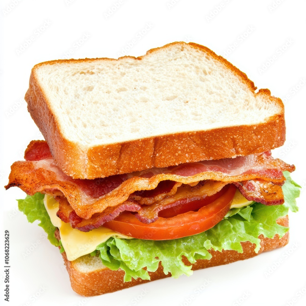 a classic BLT sandwich with crispy bacon, lettuce, and tomato on toasted bread, popular lunch option, isolated on white background a classic BLT sandwich with crispy bacon, lettuce, and tomato on toasted bread, popular lunch option, isolated on white background