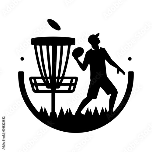 Disc Golf Players Silhouette Vector. Frisbee golf silhouette sign. Disc golf player illustration
