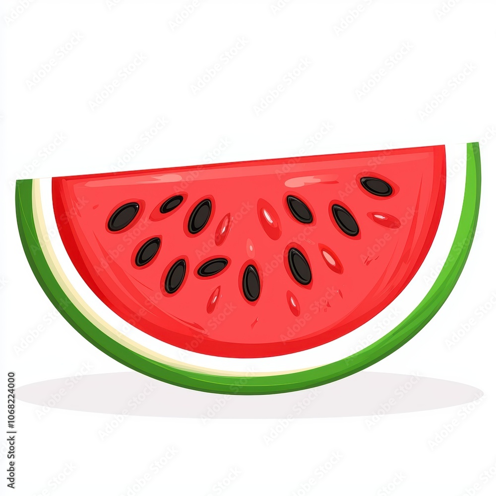 a juicy slice of watermelon, bright red with black seeds, refreshing summer fruit, isolated on white background a juicy slice of watermelon, bright red with black seeds, refreshing summer fruit, isolated on white background