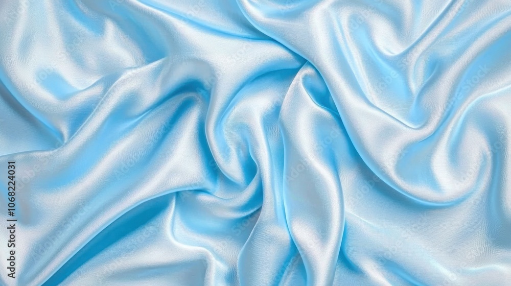 Obraz premium A close-up view of smooth, light blue satin fabric, showcasing its soft texture and flowing appearance.
