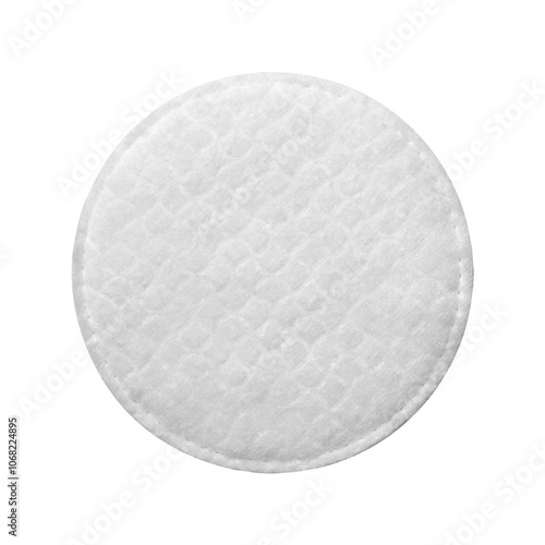 Clean cotton pad on transparent background, top view. cotton pad on white with clipping path. photo