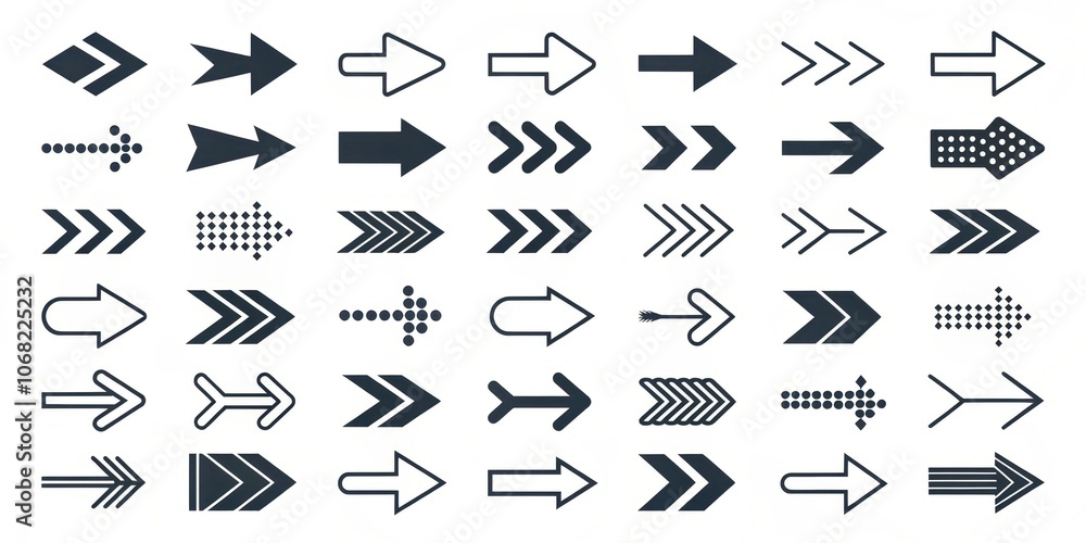A Comprehensive Collection of Black and White Arrow Icons Featuring a Variety of Shapes, Sizes, and Styles for Use in Design Projects A Comprehensive Collection of Black and White Arrow Icons Featuring a Variety of Shapes, Sizes, and Styles for Use in Design Projects