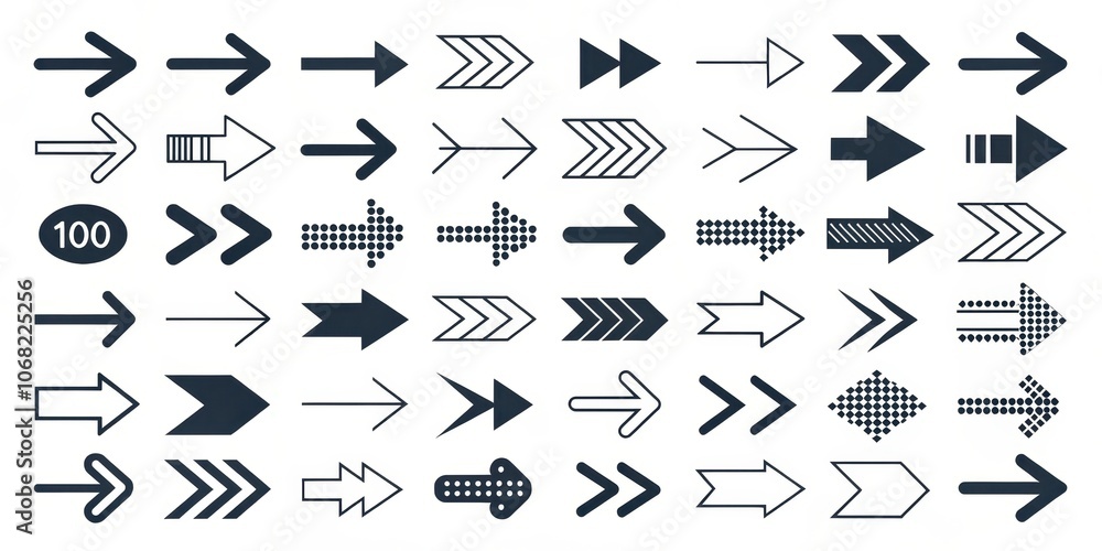 A Large Collection of Arrow Icons with Different Styles and Designs for User Interface Design and Web Graphics