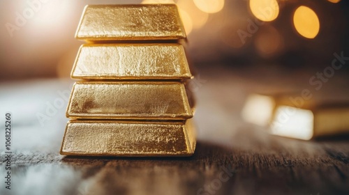 Gold bars stacked represents wealth investment trading effective photo