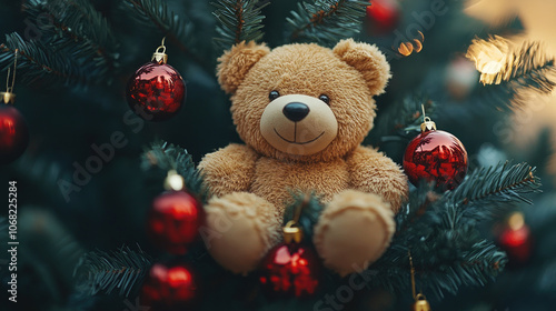 Wallpaper Mural Christmas Tree and Bear Toys Torontodigital.ca