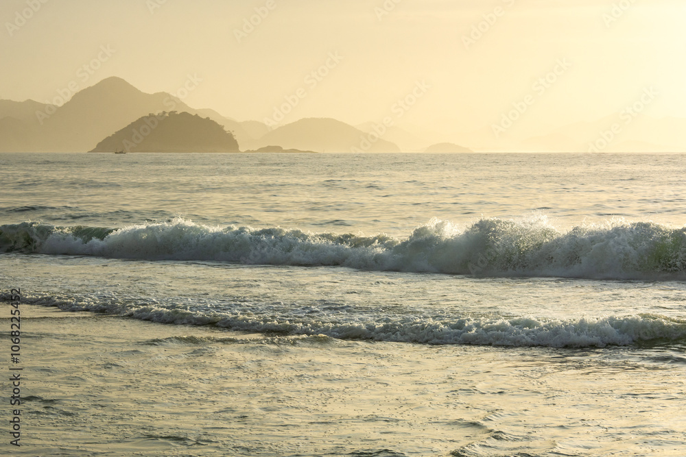 Sunrise over the Atlantic Ocean at Copacabana in Rio de Janeiro in Brazil Sunrise over the Atlantic Ocean at Copacabana in Rio de Janeiro in Brazil