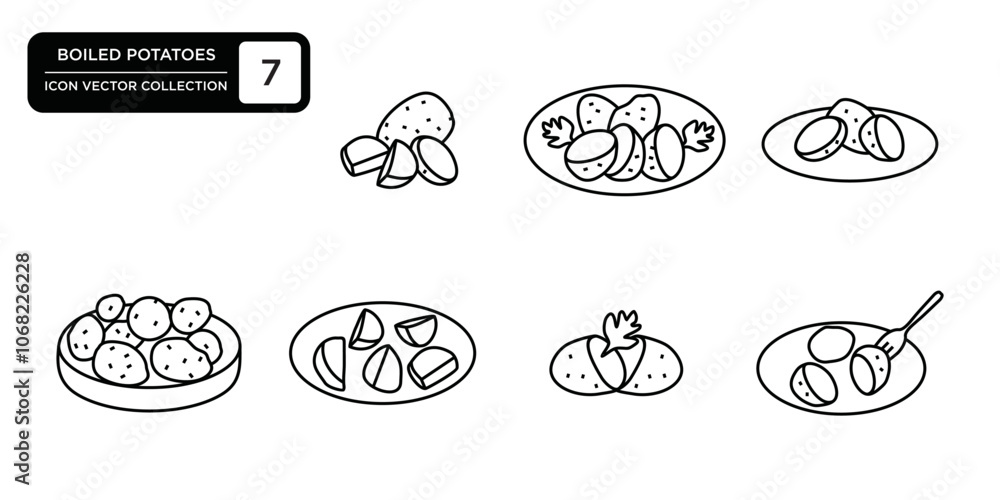 Boiled potatoes icon collection, editable and resizable vector icon templates. Boiled potatoes icon collection, editable and resizable vector icon templates.
