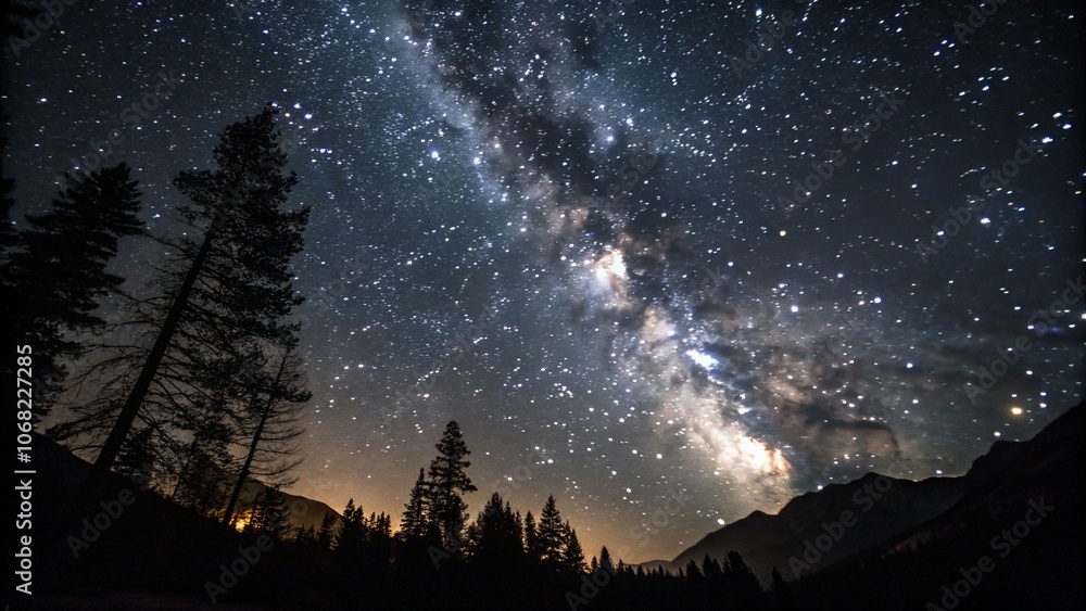 Naklejka premium Night sky with stars sparkling on black background 