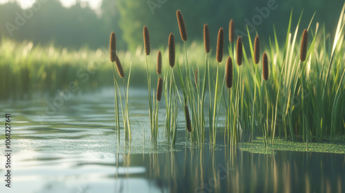 Bulrushes (Schoenoplectus spp.) in a Dense Wetland Habitat – 8K Ultra-Realistic photo