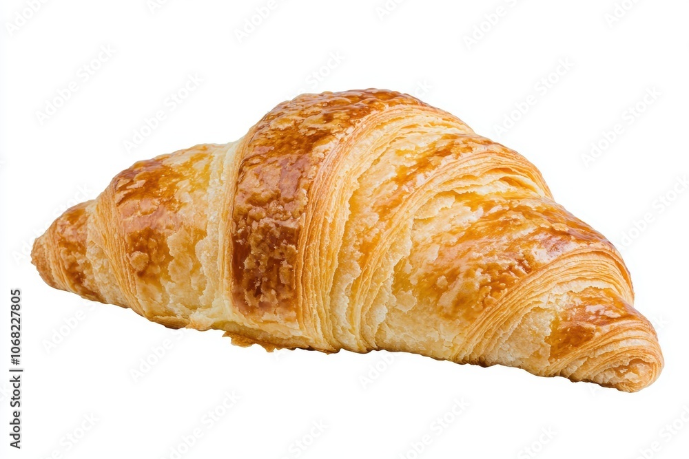 a fresh croissant with golden crust, flaky layers and buttered texture, perfect breakfast pastry, isolated on white background a fresh croissant with golden crust, flaky layers and buttered texture, perfect breakfast pastry, isolated on white background