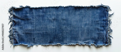 Ripped denim fabric isolated on a white background.