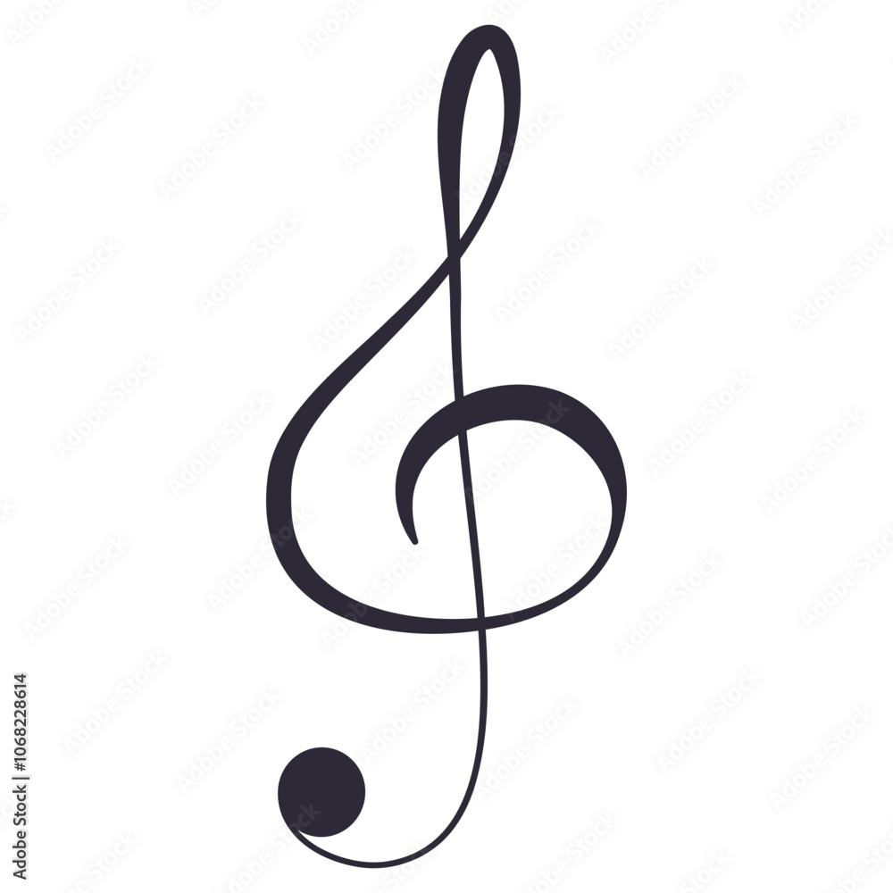 Treble clef Design element Vector illustration Isolated on white background Treble clef Design element Vector illustration Isolated on white background