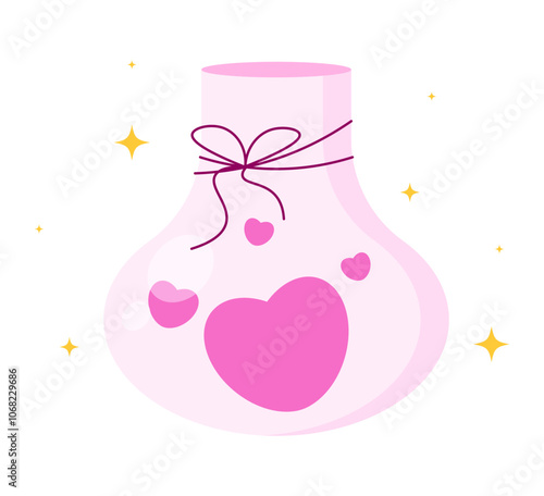 Pink cute love jar valentine day clipart flat illustration