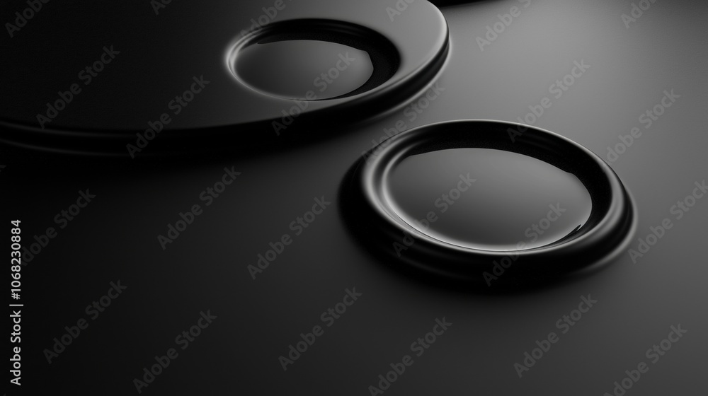 A black and white photo of two round objects with a dark background A black and white photo of two round objects with a dark background