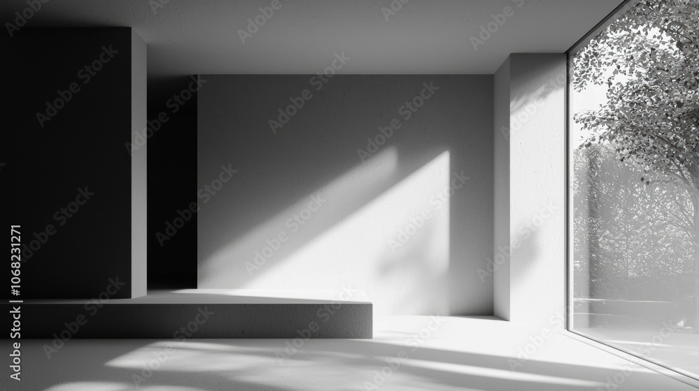 A room with a window and a bench A room with a window and a bench