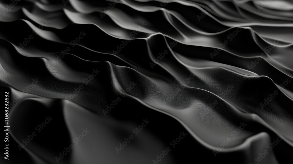 Obraz premium The image is a close up of a black fabric with a wave pattern