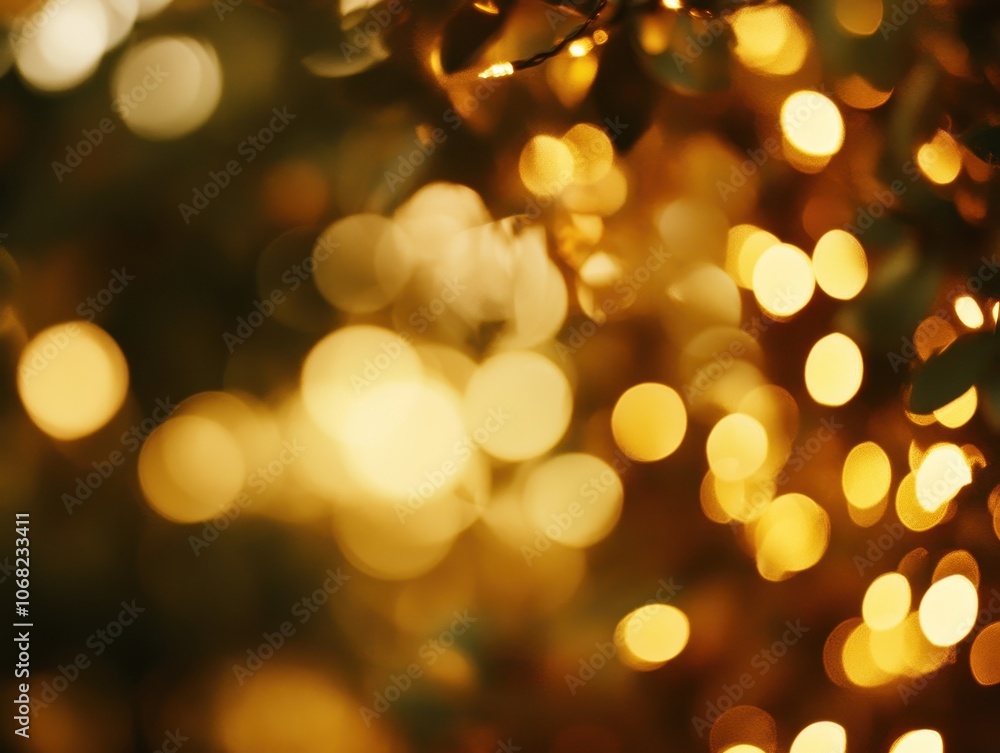 Obraz premium Golden Bokeh Lights in the Trees.