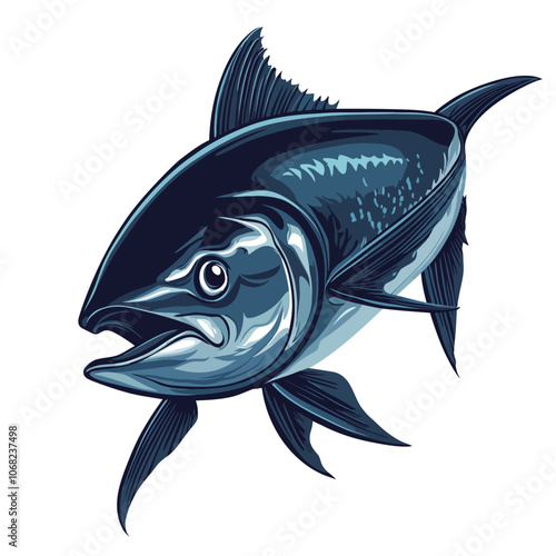 Vector illustration of a blue marlin fish isolated on white background. 