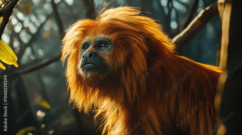 Golden Monkey in Natural Habitat Golden Monkey in Natural Habitat