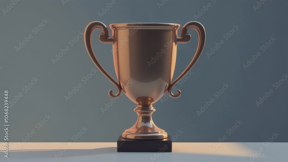A shiny golden trophy placed against a minimalist background, representing success, accomplishment, and achievement goals set for the year 2025. The trophy exudes elegance and victory A shiny golden trophy placed against a minimalist background, representing success, accomplishment, and achievement goals set for the year 2025. The trophy exudes elegance and victory