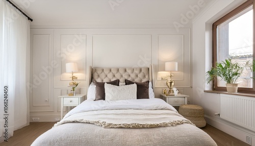 Luxury white master bedroom interior