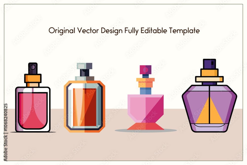 Elegant Vector Bottles for Perfume and Fragrance Elegant Vector Bottles for Perfume and Fragrance