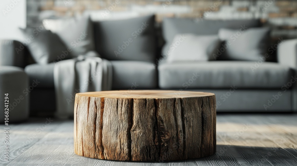 A rustic wooden coffee table sits in a modern living room, complemented by a cozy sofa and textured decor. A rustic wooden coffee table sits in a modern living room, complemented by a cozy sofa and textured decor.