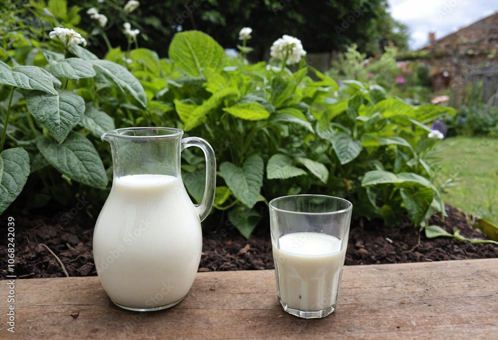glass of milk on a wooden table glass of milk on a wooden table