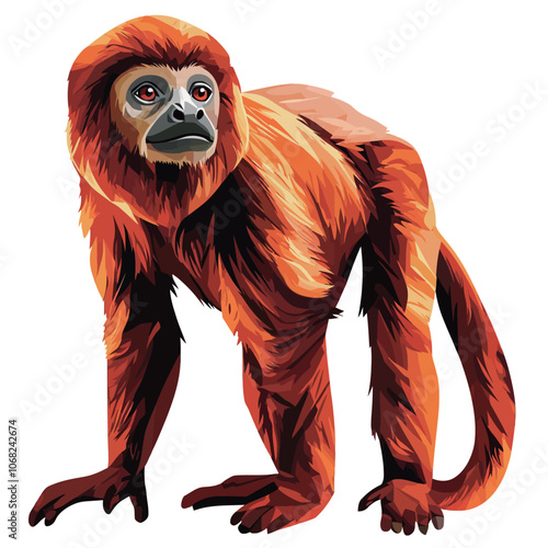 Vector image of a big monkey on a white background. Cartoon style. 
