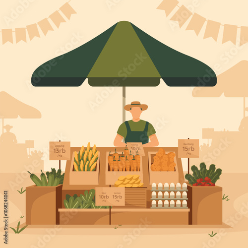 Illustration of Farmer's Market Stall