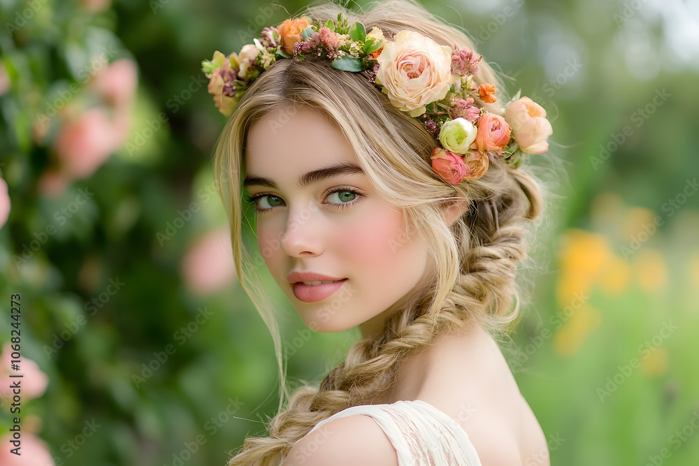 Young woman radiates natural beauty outdoors Young woman radiates natural beauty outdoors