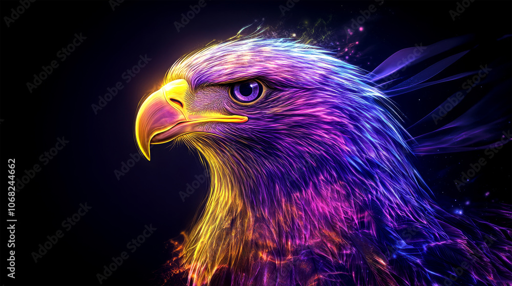 eagle neon light on black background eagle neon light on black background