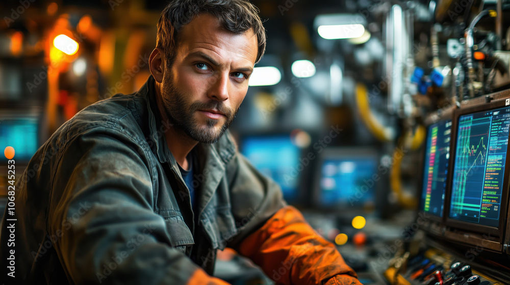 Engaging portrait of petroleum engineer working with technology Engaging portrait of petroleum engineer working with technology