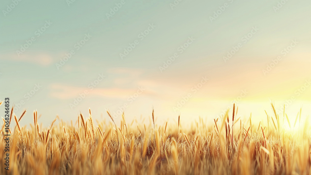 Fototapeta premium Golden Wheat Field Background at Sunrise