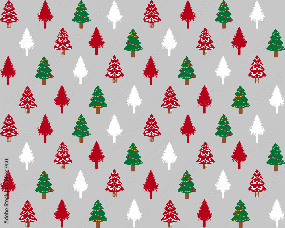 Seamless pattern with Christmas tree. Christmas, new year design in multi color trees on a light gray background. vector illustration Seamless pattern with Christmas tree. Christmas, new year design in multi color trees on a light gray background. vector illustration