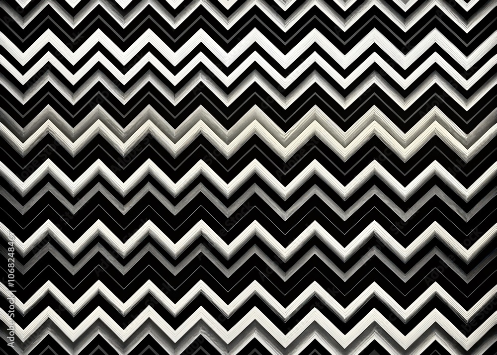 Black and White Zigzag Pattern in Night Photography: A Seamless Wavy Design Featuring Hand-Drawn Elements Ideal for Textile, Wallpaper, and Background Applications. Black and White Zigzag Pattern in Night Photography: A Seamless Wavy Design Featuring Hand-Drawn Elements Ideal for Textile, Wallpaper, and Background Applications.