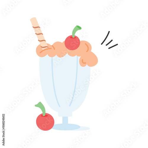 Sweet milkshake with whipped cream