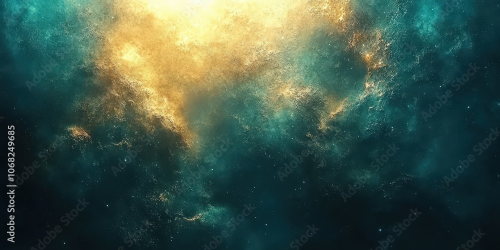 Fototapeta premium Cosmic Abstract Art with Golden Highlights and Blues