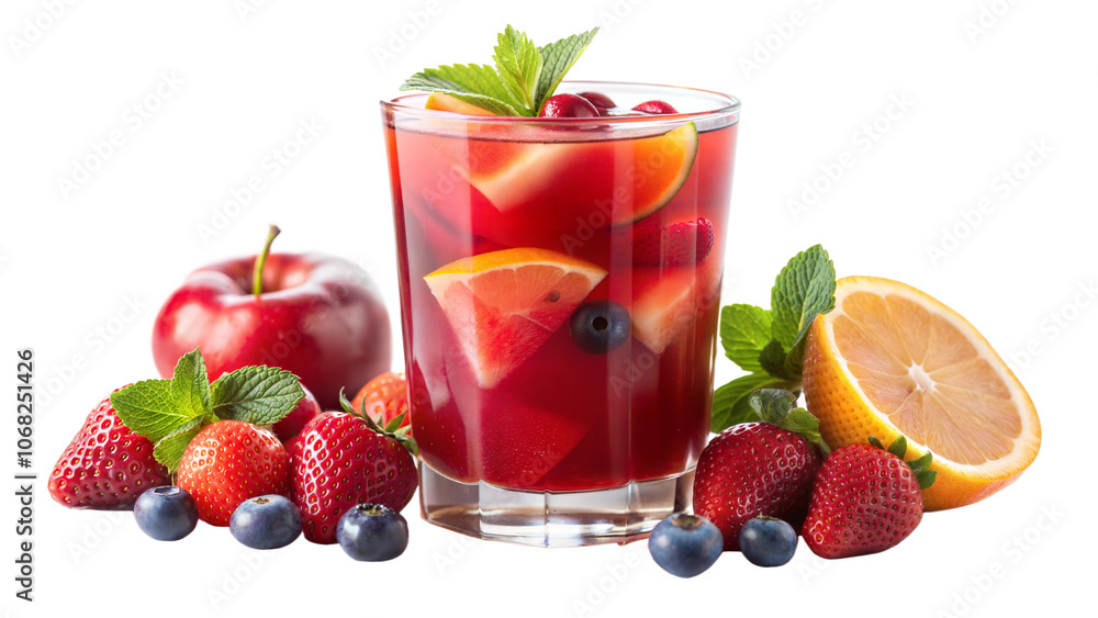 Fruit punch in a vibrant mood on a transparent background Fruit punch in a vibrant mood on a transparent background
