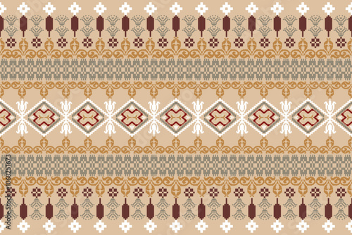 Beautiful seamless cross stitch pattern.geometric ethnic oriental pattern traditional background.Aztec style,abstract,vector,illustration.design for texture,fabric,clothing,wrapping,decoration,carpet.