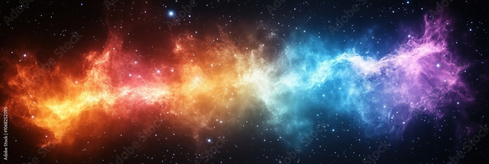 Naklejka premium Colorful Cosmic Cloud in Deep Space Background