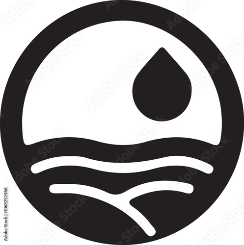 Clean water source energy circle symbol logo icon design that radiates with flowing lines like water for companies in the sustainable energy sector