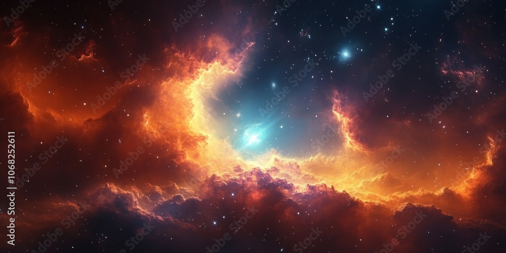 Fototapeta premium Stunning Cosmic Cloud with Bright Nebula and Stars